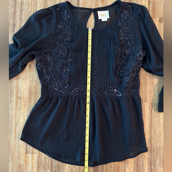 ANTHROPOLOGIE MAEVE HELENE SHEER SEQUIN PEPLUM TOP - Picture 6 of 9